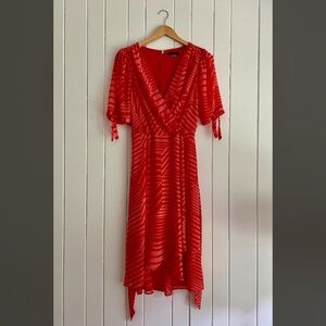 Tommy Hilfiger Chiffon Faux Wrap V-Neck Midi Dress, Size 8